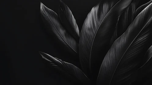 Macro study of overlapping black feathers with directional gloss