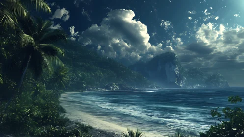 Tropical Coastal Paradise with Dramatic Cliff Formation.