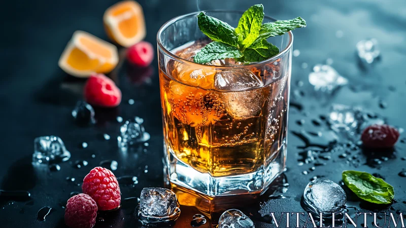 Amber Elixir Moment: Cocktail Theater with Mint & Berries.