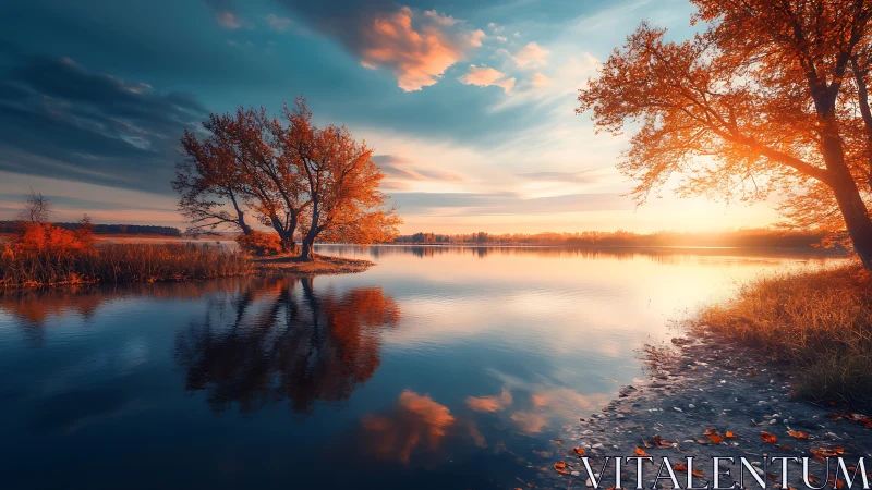 Radiometrically balanced autumn lake at low solar elevation.
