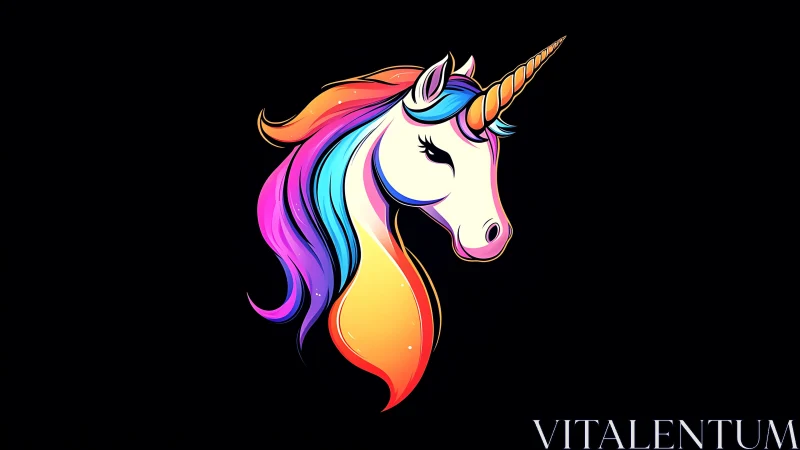 Stylized unicorn head illustration uses high contrast colors