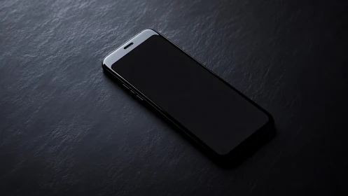 Smartphone Device on Dark Textured Surface.