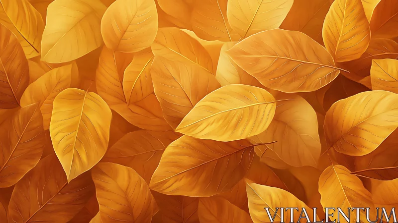 Luminous golden autumn leaves form dense layered foliage field