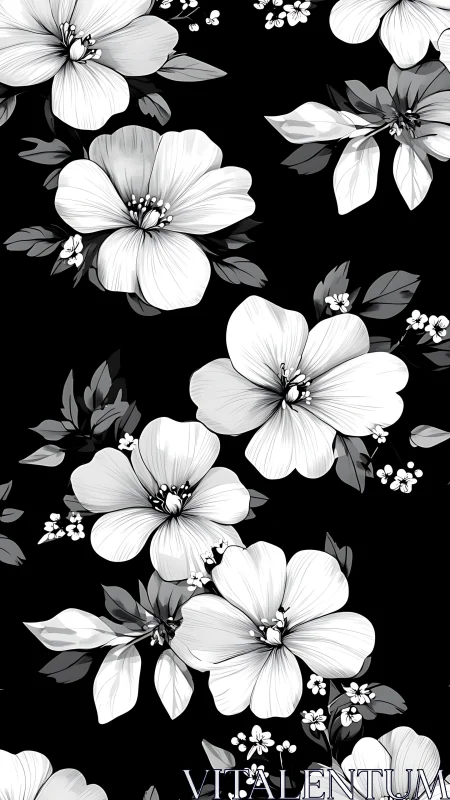 Elegant Black and White Floral Symphony.