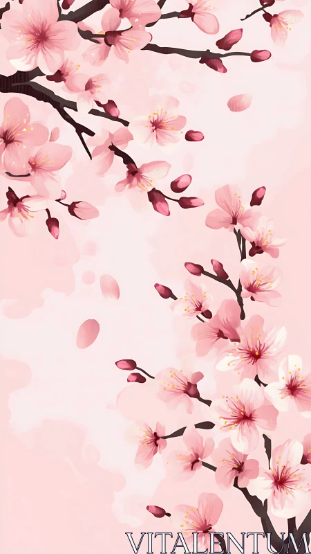 Delicate Cherry Blossoms Dance Gracefully Across Soft Pink