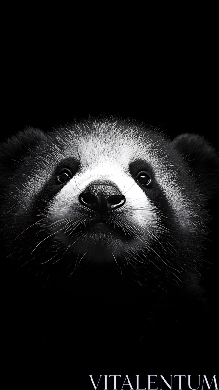 Midnight raccoon portrait glows in crisp monochrome mystery.