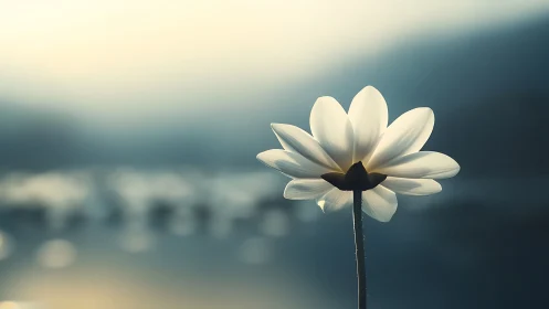Backlit Daisy with Silhouetted Stem Against Soft Bokeh.