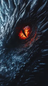 Molten-eyed dragon close-up with icy textured scales in profile.