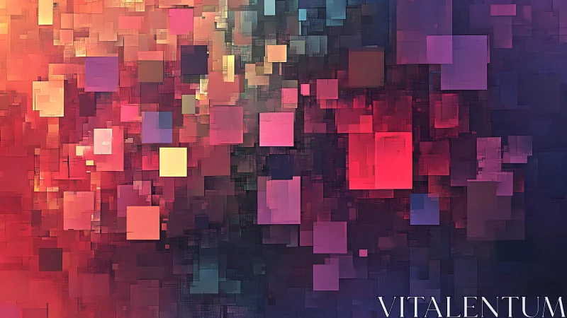 Abstract geometric art with colorful squares in digital style.