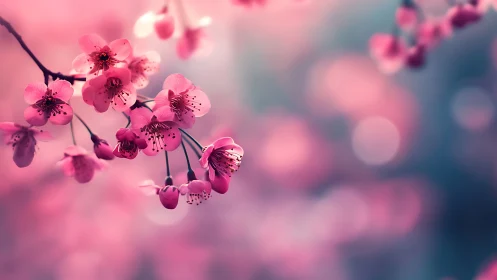 Cherry Blossoms in Soft Focus with Shallow Depth Field