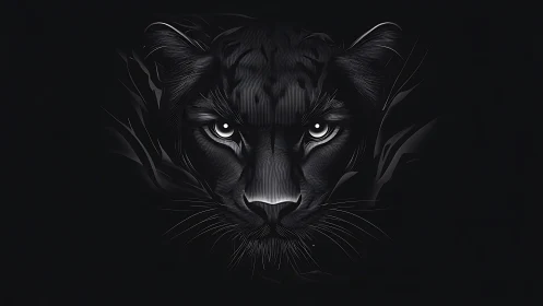 Monochromatic Digital Lioness Portrait with Hyperrealistic Tonal Rendering.