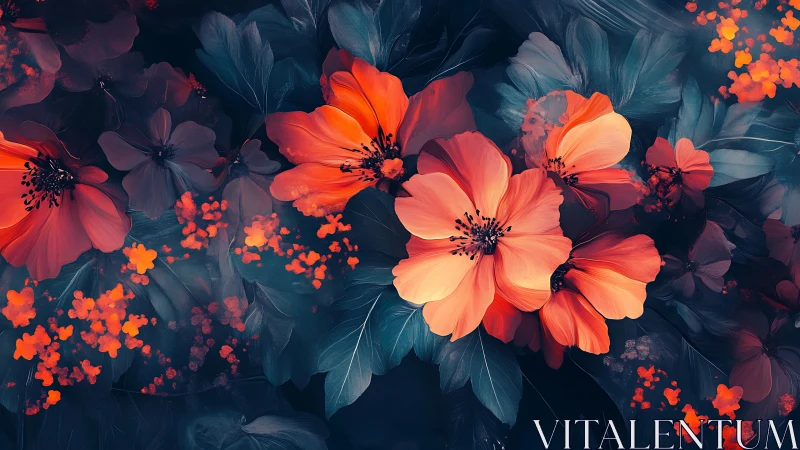 Digital Rendering of Luminous Cosmic Flowers with Volumetric Bloom Effects