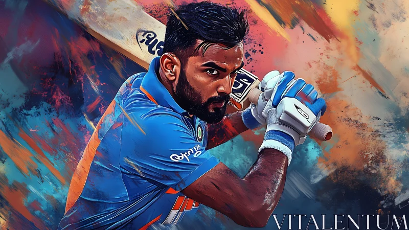 Digital illustration of cricket batsman in batting stance.