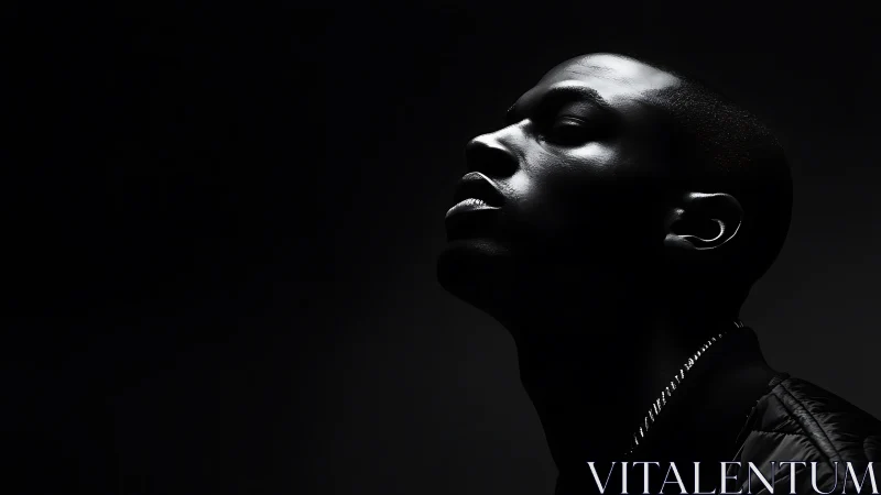 Silhouette in silver light, a profile carved from midnight.