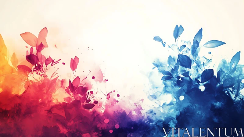 Abstract floral color field with mirrored warm and cool tones.