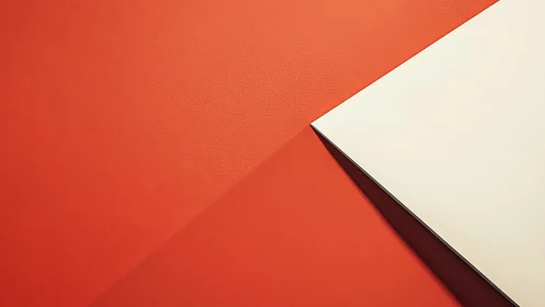 Geometric composition shows red textured plane and pale panel