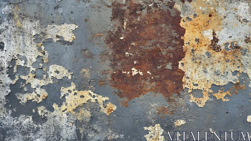 Weathered Rusty Metal Surface with Peeling Paint Texture.