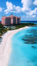 Luxury Pink Castle Resort Overlooking Turquoise Caribbean Beach