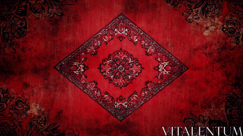 Velvet geometry whispers through a crimson ornamental diamond