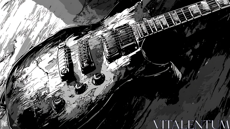 Bold electric guitar sketch alive with gritty rock energy.