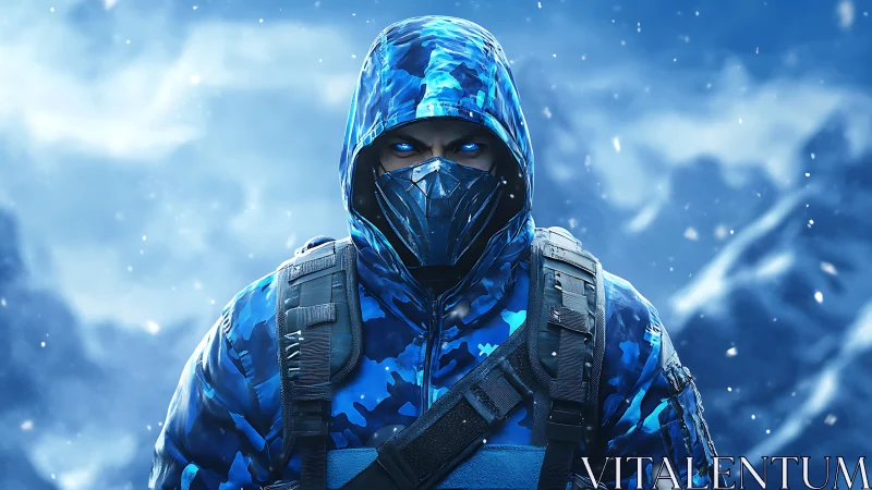 Frostborn rogue in neon camo stalks the stormfront night.