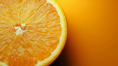 Macro photograph shows cross-section of orange against backdrop