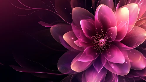 Luminous Digital Flower with Radiating Petals and Glowing Center