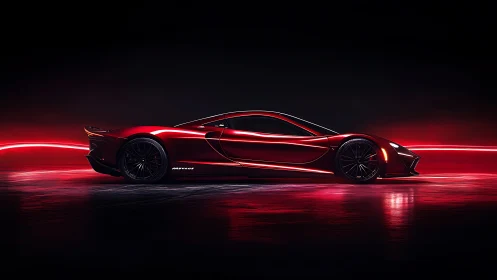 Sleek red supercar glowing with confident night energy.