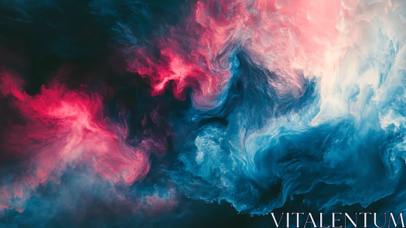 Dreamy cosmic tides of pink and blue swirling together.