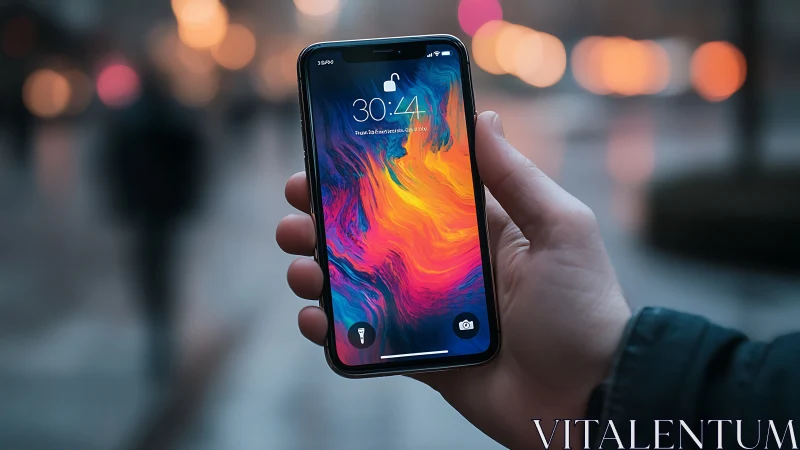 Liquid Fire Erupts: Smartphone Canvas Blazing with Neon Dreams.