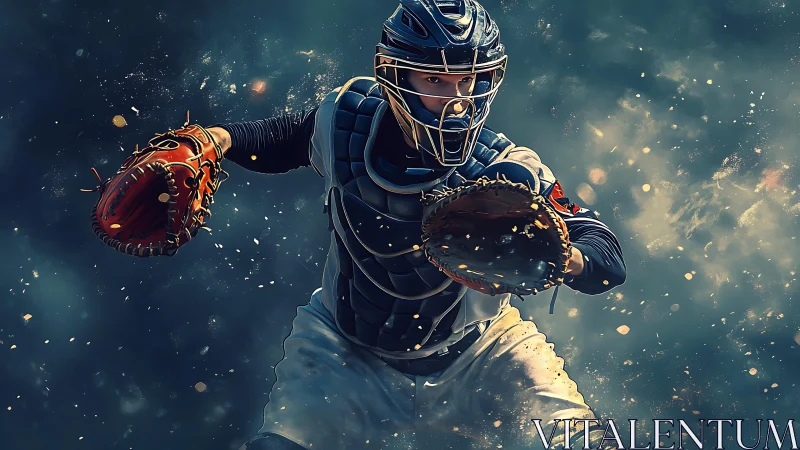 Catcher storms through stardust, guarding home plate destiny