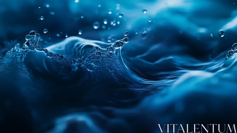 Macro study isolates dynamic blue water splash in motion