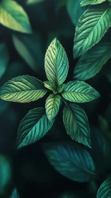 Macro study of radial mint leaves in soft bokeh field.