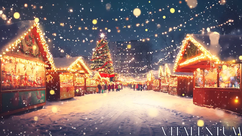 Sparkling winter market glows with cozy holiday magic