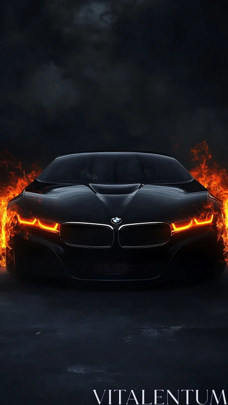 Midnight supercar carves molten light through rising smoke