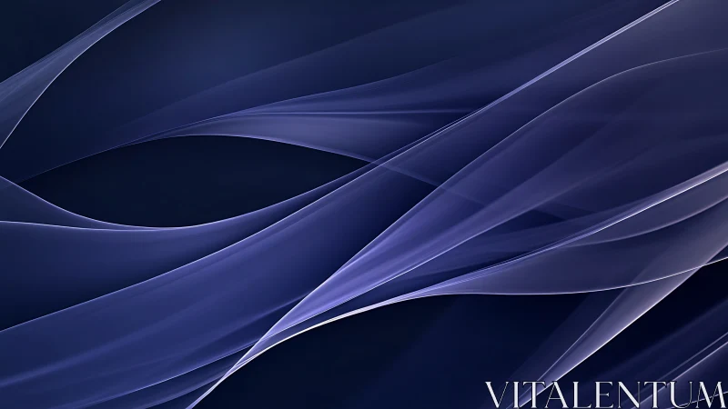 Flowing glasslike ribbons drift across deep blue space.