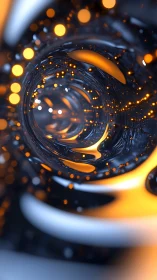 Spiraling tunnel of molten light and glimmering sparks.