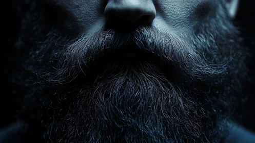 Midnight beardscape glows with icy cinematic shadows.