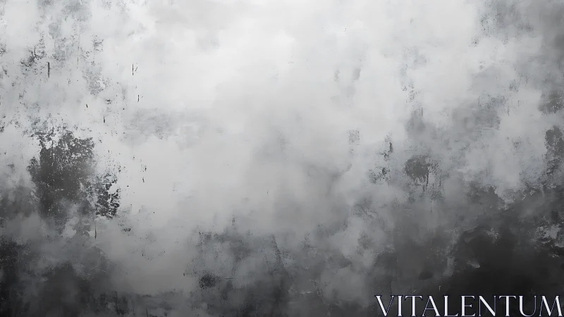Monochrome fog textures merge with distressed concrete plane