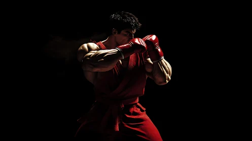 Crimson Warrior Strikes with Thundering Purpose