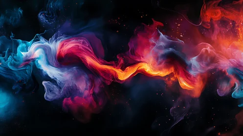 Cosmic ribbons of neon color swirl across deep space.