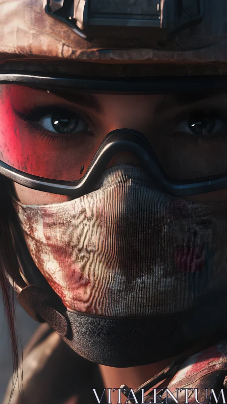 Close view shows tactical soldier wearing mask and goggles