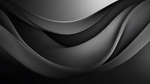Smooth flowing black and gray abstract waves digital background.