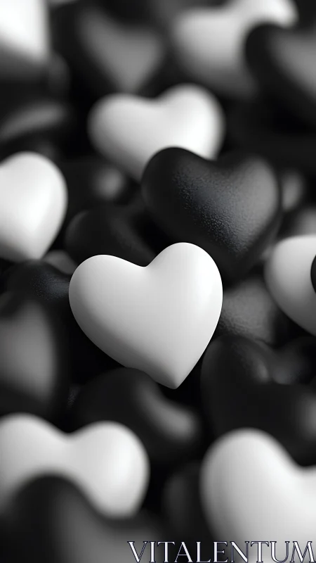 Black and White Heart-Shaped Objects Arrangement