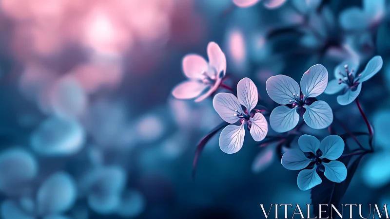 Luminescent petals in cool twilight glow.