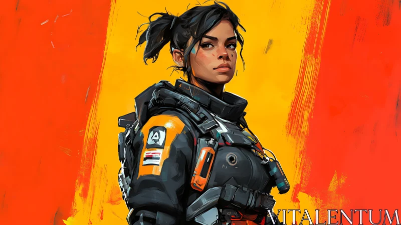 Bold spacefaring hero stands ready against vivid colors