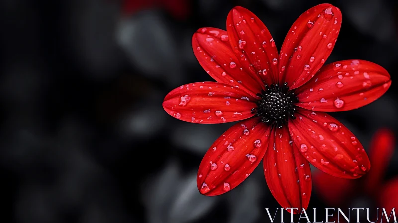 Crimson Petals Kissed by Rain.