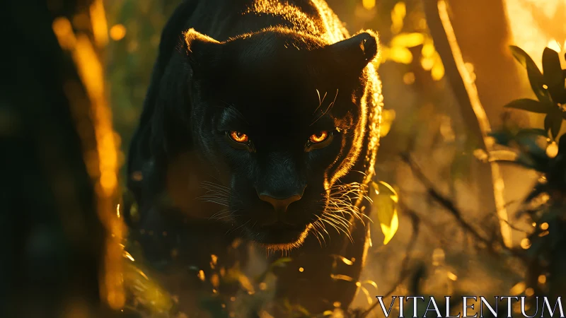 Golden Hour Panther Commands the Amber Jungle Realm