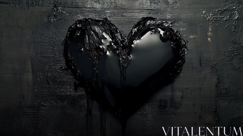 Heart shape rendered in dark textured material.