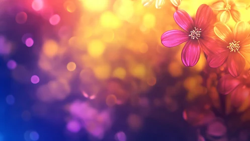 Radiant Blooms Dance Through Chromatic Dreamscape.